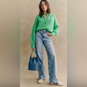 Sezane Emile Cardigan Rare Color- Bright Green